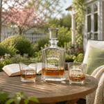 Titolo e nome personalizzato Whiskey Decanter Bicchieri Festa del papà Regalo di compleanno per papà barista amante del whisky