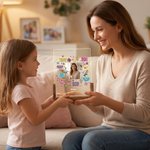 Personalised Photo Acrylic LED Night Light with Name and Wooden Base Home Decor Birthday Anniversary Thanksgiving Gift for Mother Grandma
