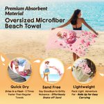 Personalised Birth Flower Fairy Quick Dry Oversized Beach Towel with Name Beach Party Summer Vacation Gift for Kids Women