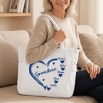 Personalized Multicolour Heart Floral Large Capacity Corduroy Tote Bag with Name Work Daily Use Family Gift for Mom Grandma