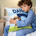 Gepersonaliseerd Waterverf Wild Animal Cartoon Character Soft Pillow Cover met Naam Nursery Decor Verjaardagscadeau voor kinderen dierenliefhebbers