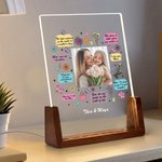 Personalised Photo Acrylic LED Night Light with Name and Wooden Base Home Decor Birthday Anniversary Thanksgiving Gift for Mother Grandma