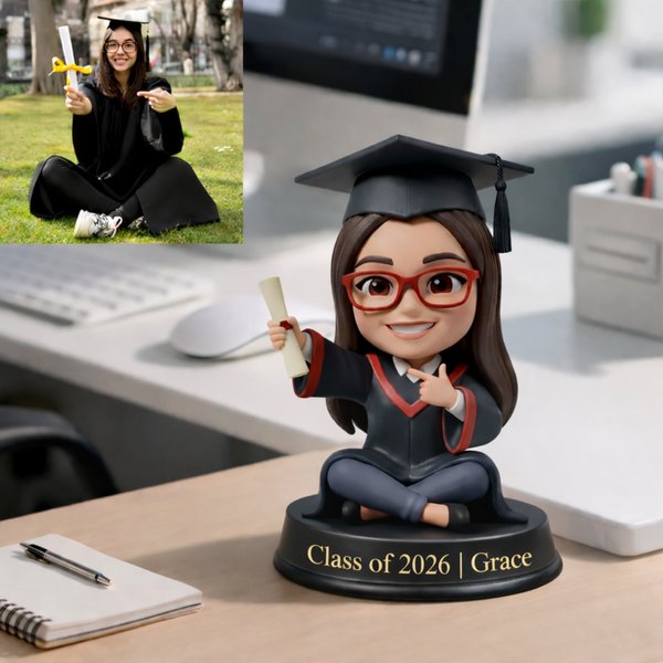 Gepersonaliseerd Mini 3D Afstudeer Fotobeeldje Plaquette met Tekst Verjaardag Afstuderen Keepsake Verjaardagscadeau voor Afgestudeerden