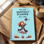 Personalized Cartoon Graduate Girl 2026-2028 Planner Spiral A5 Notebook with Year and Name Graduation Birthday Gift for Graduates