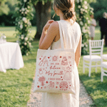 Personalisierte Hochzeit Elemente Canvas Tote Bag mit Texten und Jahr Hochzeit Geschenk für Newlyweds Brautjungfern