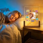 Personalised Photo Acrylic LED Night Light with Name and Wooden Base Home Decor Birthday Anniversary Thanksgiving Gift for Mother Grandma