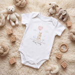 Personalised Cartoon Rabbit 100% Cotton Baby Bodysuit Romper Bib Booties Set with Text and Year First Mother's Day Gift for Newborn Baby