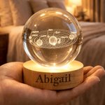 Gepersonaliseerd vierbladig deksel rond kristallen bal LED nachtlampje met naam en houten basis Home Decor verjaardagscadeau voor kinderen vrienden