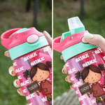 Gepersonaliseerde leuke cartoon professionele karakter 12 oz 16 oz waterfles met naam rietje en handvat terug naar school verjaardagscadeau voor kinderen