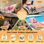 Personalised Birth Flower Fairy Quick Dry Oversized Beach Towel with Name Beach Party Summer Vacation Gift for Kids Women