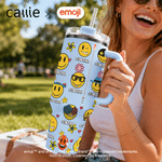 Gepersonaliseerde Speelse emoji Scène 40 oz Tumbler met Naam Dagelijks Gebruik Verjaardagscadeau voor Vrienden Kantoormedewerkers | Callie × emoji ™