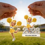 Spersonalizowana akrylowa ozdoba z imieniem i nazwiskiem cheerleaderki na dzień gry dla cheerleaderki
