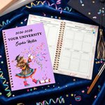 Personalized Cartoon Graduate Girl 2026-2028 Planner Spiral A5 Notebook with Year and Name Graduation Birthday Gift for Graduates