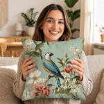Personalizzato Chinoiserie Fiore e Uccello Pittura morbido cuscino copertina con nome Camera Decor Regalo di compleanno per la famiglia amico