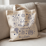 Personalisierte Hochzeit Elemente Canvas Tote Bag mit Texten und Jahr Hochzeit Geschenk für Newlyweds Brautjungfern