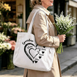 Personalized Multicolour Heart Floral Large Capacity Corduroy Tote Bag with Name Work Daily Use Family Gift for Mom Grandma