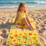 Personalised Birth Flower Fairy Quick Dry Oversized Beach Towel with Name Beach Party Summer Vacation Gift for Kids Women