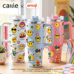 Gepersonaliseerde Speelse emoji Scène 40 oz Tumbler met Naam Dagelijks Gebruik Verjaardagscadeau voor Vrienden Kantoormedewerkers | Callie × emoji ™