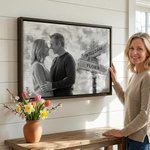 Gepersonaliseerd zwart-wit fotodoek met naam en jaar muur Displays Home Decor Verjaardagscadeau voor echtpaar Newlywed