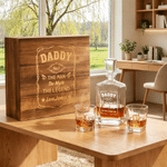 Titolo e nome personalizzato Whiskey Decanter Bicchieri Festa del papà Regalo di compleanno per papà barista amante del whisky
