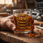 Personalizado Garage Screwdriver Diseño 10 oz Rock Whisky Glass con Nombre Título y Año Día del Padre Aniversario Cumpleaños Regalo para Papá Marido