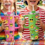 Gepersonaliseerde Speelse emoji Scène 40 oz Tumbler met Naam Dagelijks Gebruik Verjaardagscadeau voor Vrienden Kantoormedewerkers | Callie × emoji ™