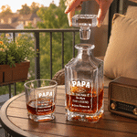 Titolo e nome personalizzato Whiskey Decanter Bicchieri Festa del papà Regalo di compleanno per papà barista amante del whisky