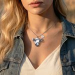 Collar de Piedra con Cabeza de Vaca Western Personalizado con Colgante de Inicial Exquisita Joyería Regalo de Cumpleaños Aniversario para Vaquera Entusiasta del Western