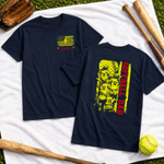 Personalised 1-4 Kids Softball Dad Stars Stripes 100% Cotton T-shirt with Names and Number Father's Day Gift for Dad Softball Player