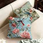 Personalizzato Chinoiserie Fiore e Uccello Pittura morbido cuscino copertina con nome Camera Decor Regalo di compleanno per la famiglia amico