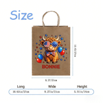 Personalised Cute Highland Cow American Flag Reusable Kraft Paper Gift Bags with Name American Independence Day Gift for Family Friends