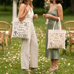 Personalisierte Hochzeit Elemente Canvas Tote Bag mit Texten und Jahr Hochzeit Geschenk für Newlyweds Brautjungfern