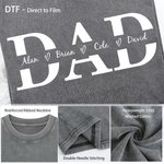 Personlig Dad Text Design Mjuk Distressed 100% bomull T-shirt med 1-4 namn Daglig användning Fars dag Födelsedagspresent till far