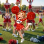 Spersonalizowana akrylowa ozdoba z imieniem i nazwiskiem cheerleaderki na dzień gry dla cheerleaderki