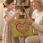 Personalized Multicolour Heart Floral Large Capacity Corduroy Tote Bag with Name Work Daily Use Family Gift for Mom Grandma