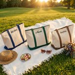 Personalisierte Canvas Tragetasche mit besticktem Namen | großer Shopper | Tote Bag | Reise-Zubehör | Alltag Geburtstag Geschenk für Familie Frauen