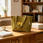 Personalisierte Retro Double-Color Shadow Monogramm große Kapazität Cord Tote Bag Travel Essential Geburtstagsgeschenk für Freunde Büroangestellte