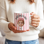 Tazza di ceramica personalizzata con foto del bambino a strisce da 11 oz 15 oz con nome, anno e testo Regalo di compleanno per la festa del papà per la famiglia del nuovo papà