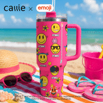 Gepersonaliseerde Speelse emoji Scène 40 oz Tumbler met Naam Dagelijks Gebruik Verjaardagscadeau voor Vrienden Kantoormedewerkers | Callie × emoji ™