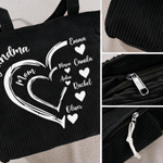 Personalized Multicolour Heart Floral Large Capacity Corduroy Tote Bag with Name Work Daily Use Family Gift for Mom Grandma