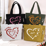 Personalized Multicolour Heart Floral Large Capacity Corduroy Tote Bag with Name Work Daily Use Family Gift for Mom Grandma
