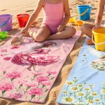 Personalised Birth Flower Fairy Quick Dry Oversized Beach Towel with Name Beach Party Summer Vacation Gift for Kids Women
