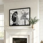Gepersonaliseerd zwart-wit fotodoek met naam en jaar muur Displays Home Decor Verjaardagscadeau voor echtpaar Newlywed