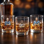 Personalised Old-Fashioned Dad Photo 10 oz Rock Whiskey Glass with Name and Text Father's Day Birthday Gift for Dad Grandad