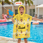 Personalized Playful emoji Scene Face Photo Quick Dry Hooded Beach Towel with Name Beach Party Birthday Gift for Kids | Callie × emoji ™