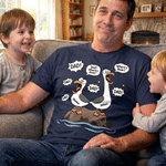 Personalised Funny Cartoon Seagulls Soft T-shirt with Name Father's Day Birthday Gift for Dad Husband