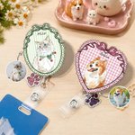 Personalized Hand-Painted Pet Photo Retractable ID Card Badge Reel with Name and Glitter Paw Charm Birthday Gift for Pet Lover Teacher Nurse