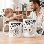 Personalized Best Dad Ever Fist Bump Star 11 oz 15 oz Ceramic Mug with Name Daily Use Father's Day Gift for Father Family