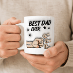 Personalized Best Dad Ever Fist Bump Star 11 oz 15 oz Ceramic Mug with Name Daily Use Father's Day Gift for Father Family