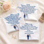 Personalisierte etwas blau Stickerei Heartfelt Nachricht 100% Baumwolle Taschentuch mit Namen Hochzeit Geschenk für Vater Mutter Oma